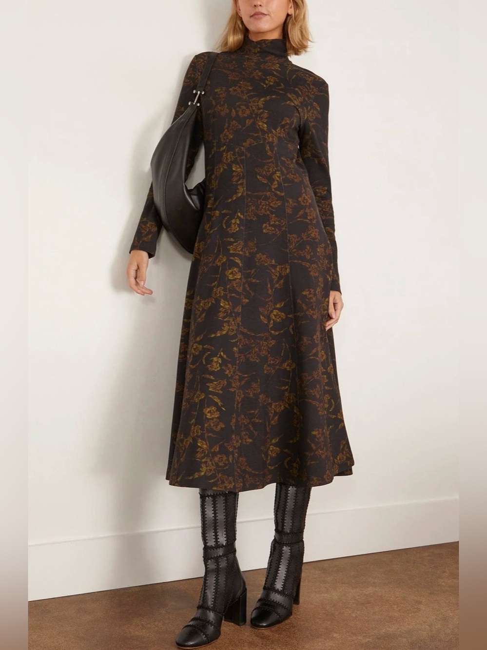 Tanya Taylor Thea Dress in Black Forest/Green Multi Sz Medium